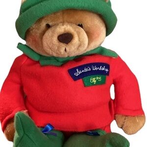VINTAGE Hallmark Christmas CHRIS THE ELF TEDDY BEAR 12" Plush Stuffed Animal